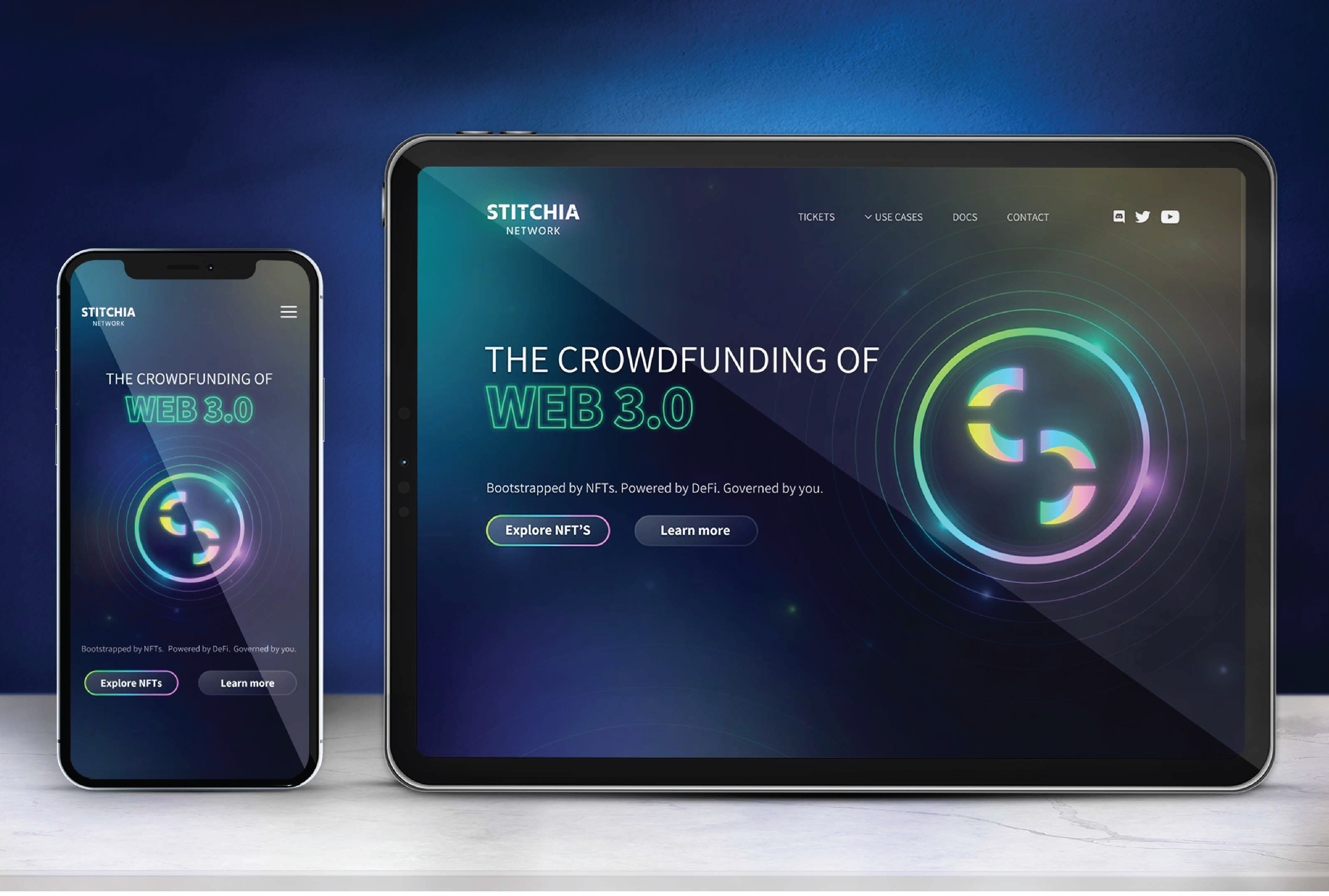 Stitchia Network project image showing mobile and desktop web design